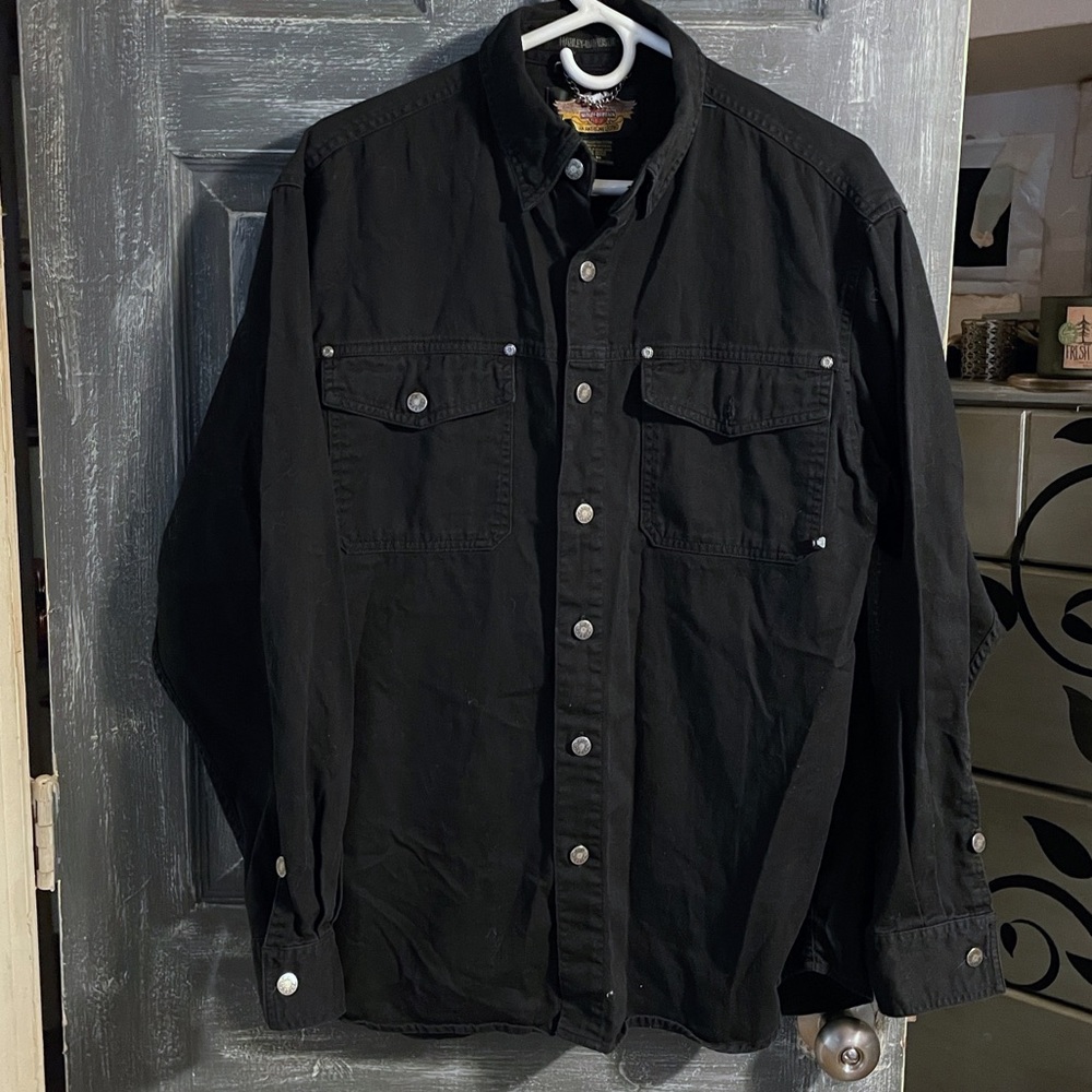 Vintage Harley Davidson black button down shirt size medium